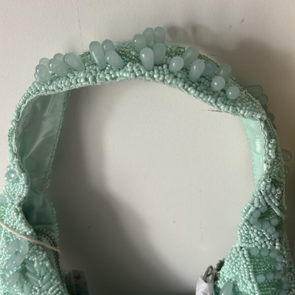 Viral Light Green Floral Beaded Shoulder Bag - Picture 3 of 6